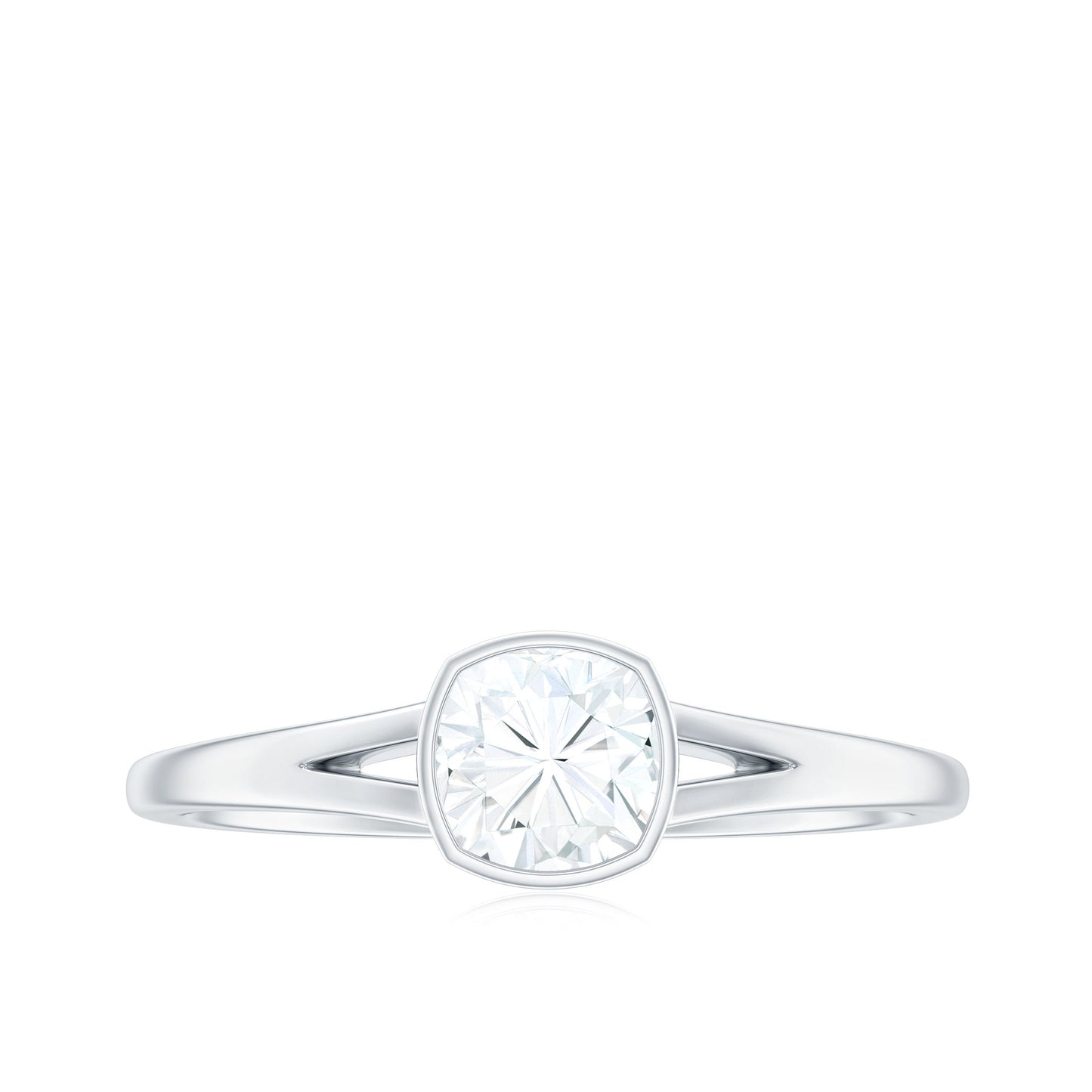 1.7 Carat Cushion Cut Moissanite Solitaire Split Shank Ring
