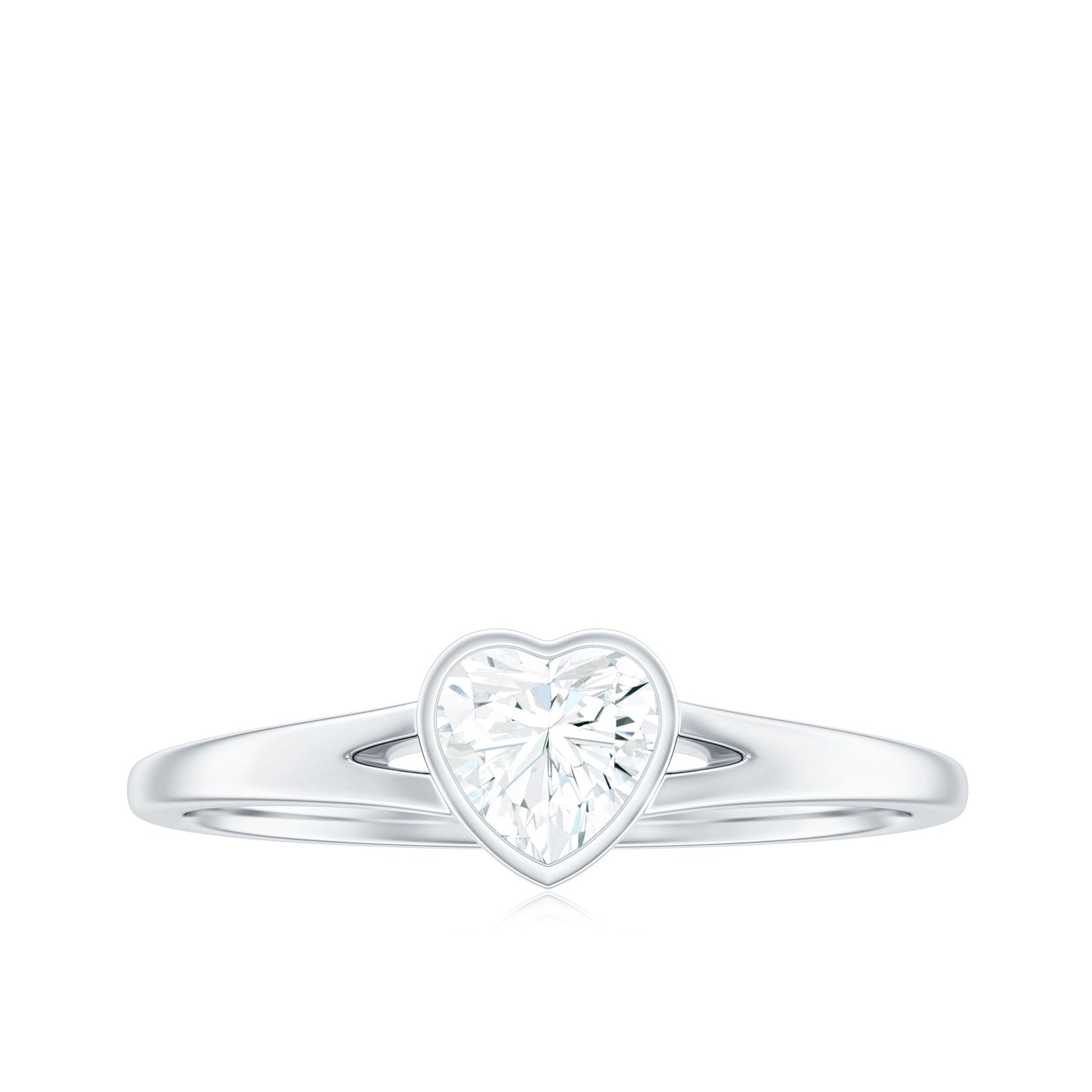 0.5 Carat Heart Shape Moissanite Solitaire Ring with Split Shank