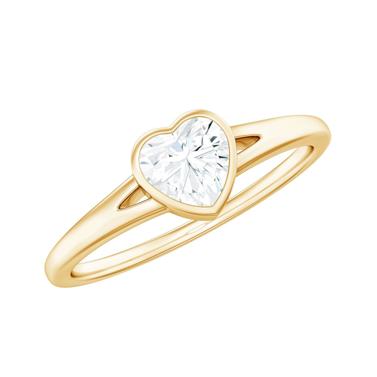 0.5 Carat Heart Shape Moissanite Solitaire Ring with Split Shank
