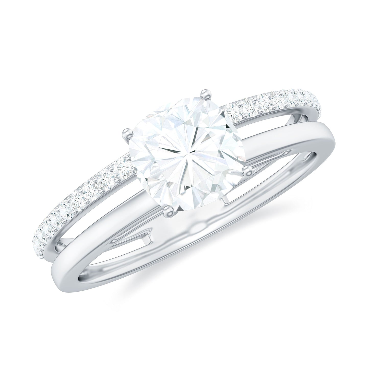 1.7 Carat Certified Moissanite Solitaire Double Band Engagement Ring