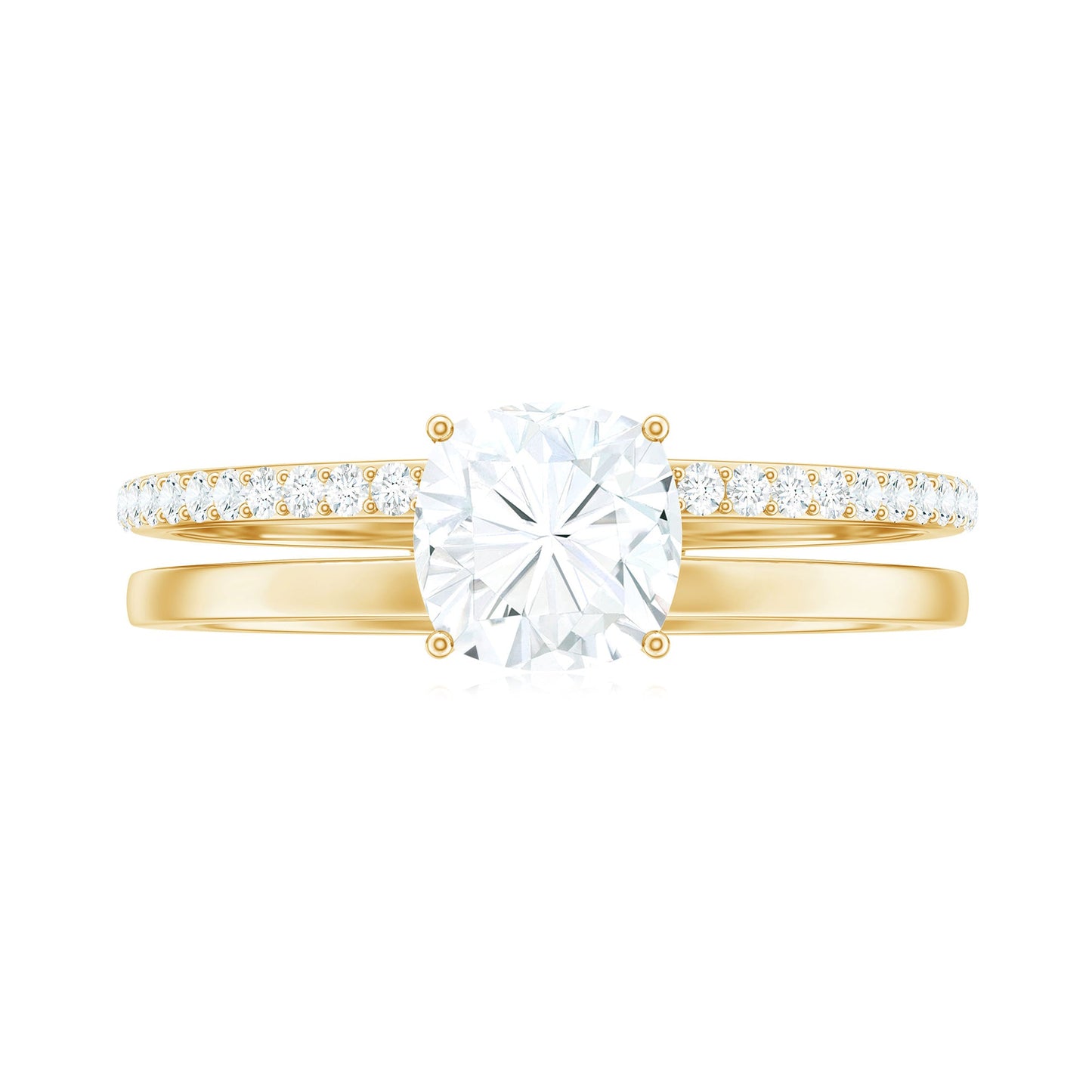 1.7 Carat Certified Moissanite Solitaire Double Band Engagement Ring