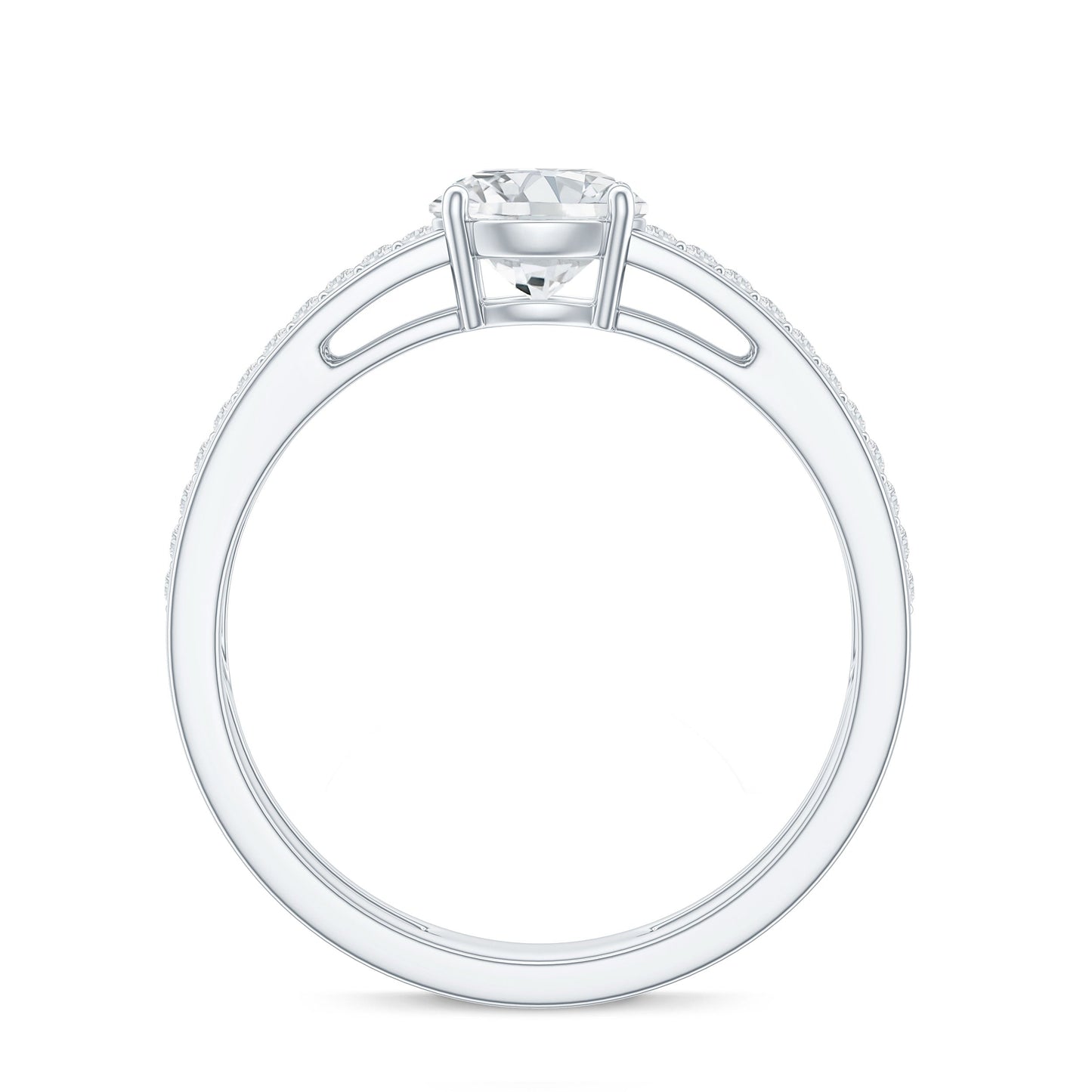 0.9 Carat Round Moissanite Double Band Engagement Ring