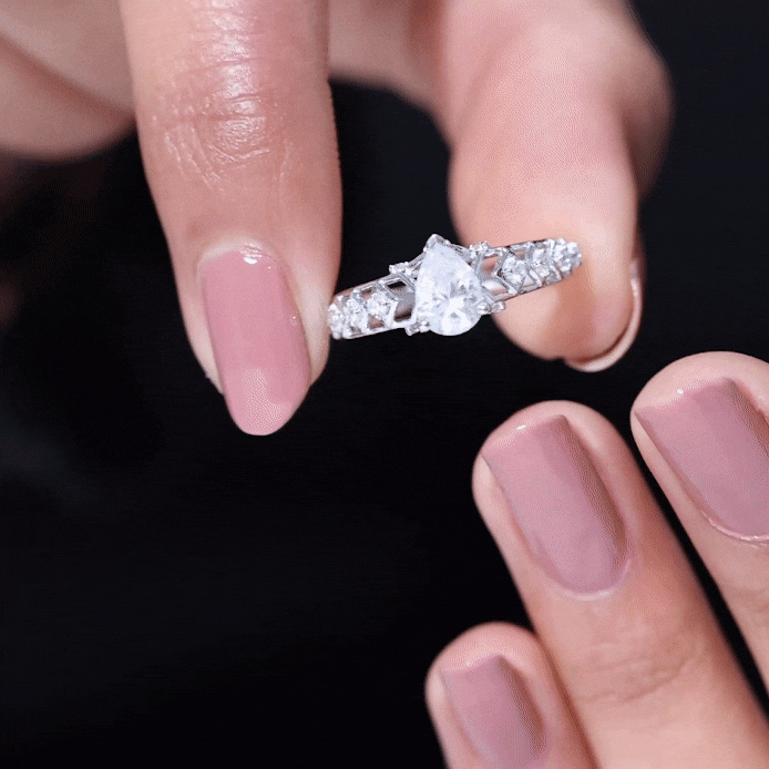 Art Deco Inspired Brilliant Cut Moissanite Solitaire Engagement Ring