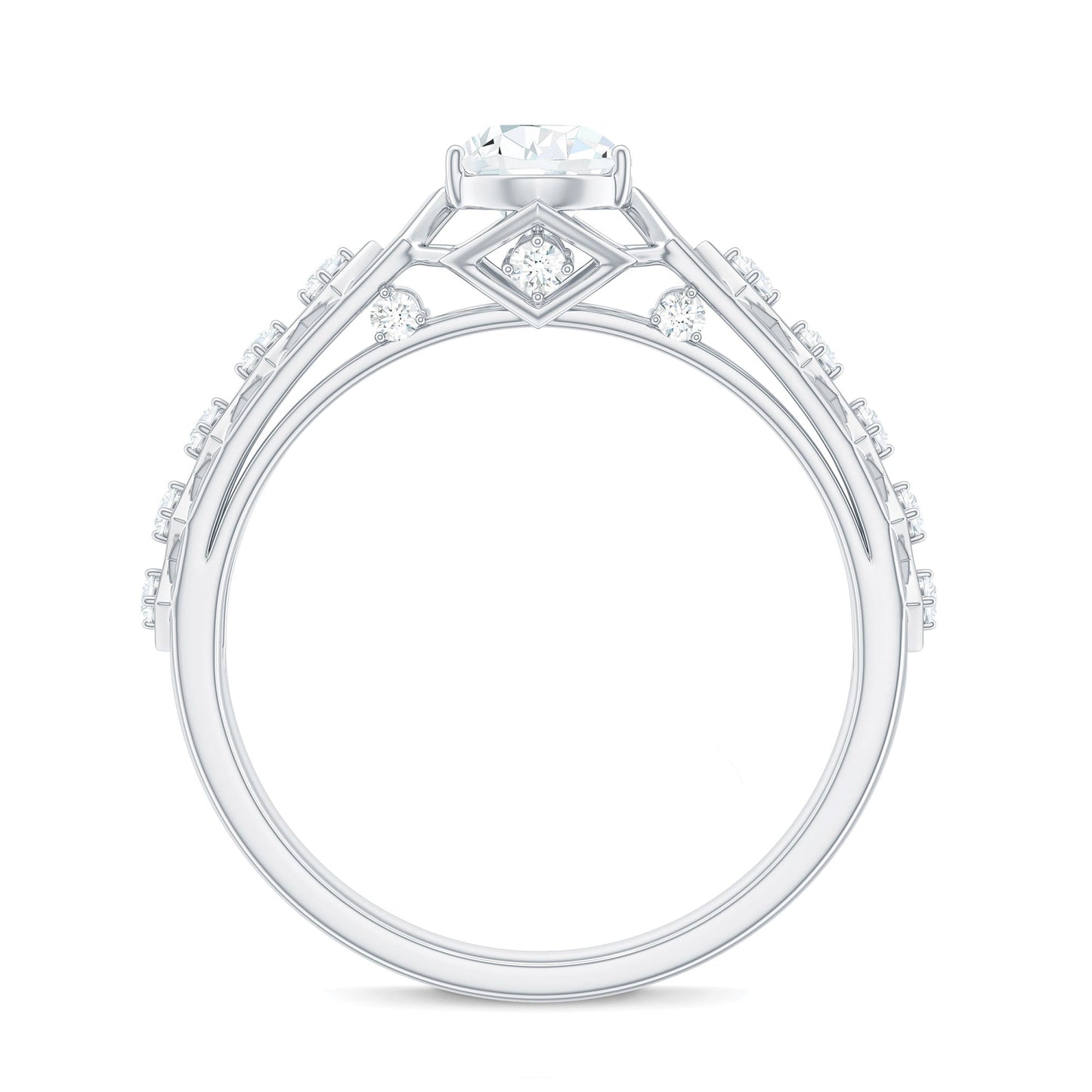 Art Deco Inspired Brilliant Cut Moissanite Solitaire Engagement Ring