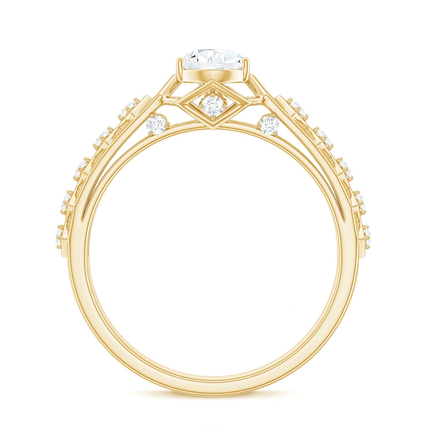 Art Deco Inspired Brilliant Cut Moissanite Solitaire Engagement Ring