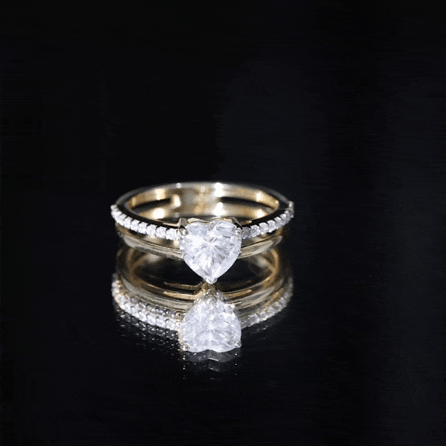 1.5 Carat Heart Shape Moissanite Double Band Engagement Ring