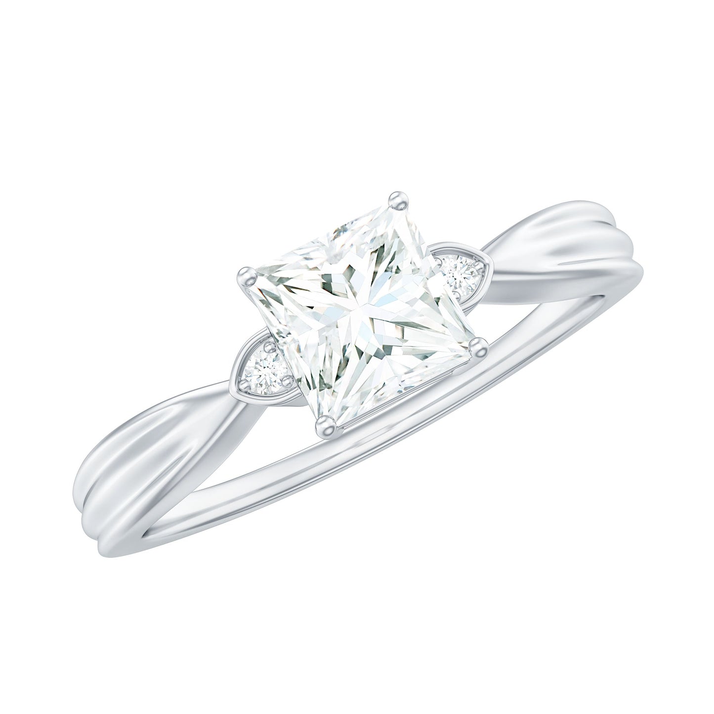 0.7 Carat Princess Cut Moissanite Solitaire Promise Ring for Her