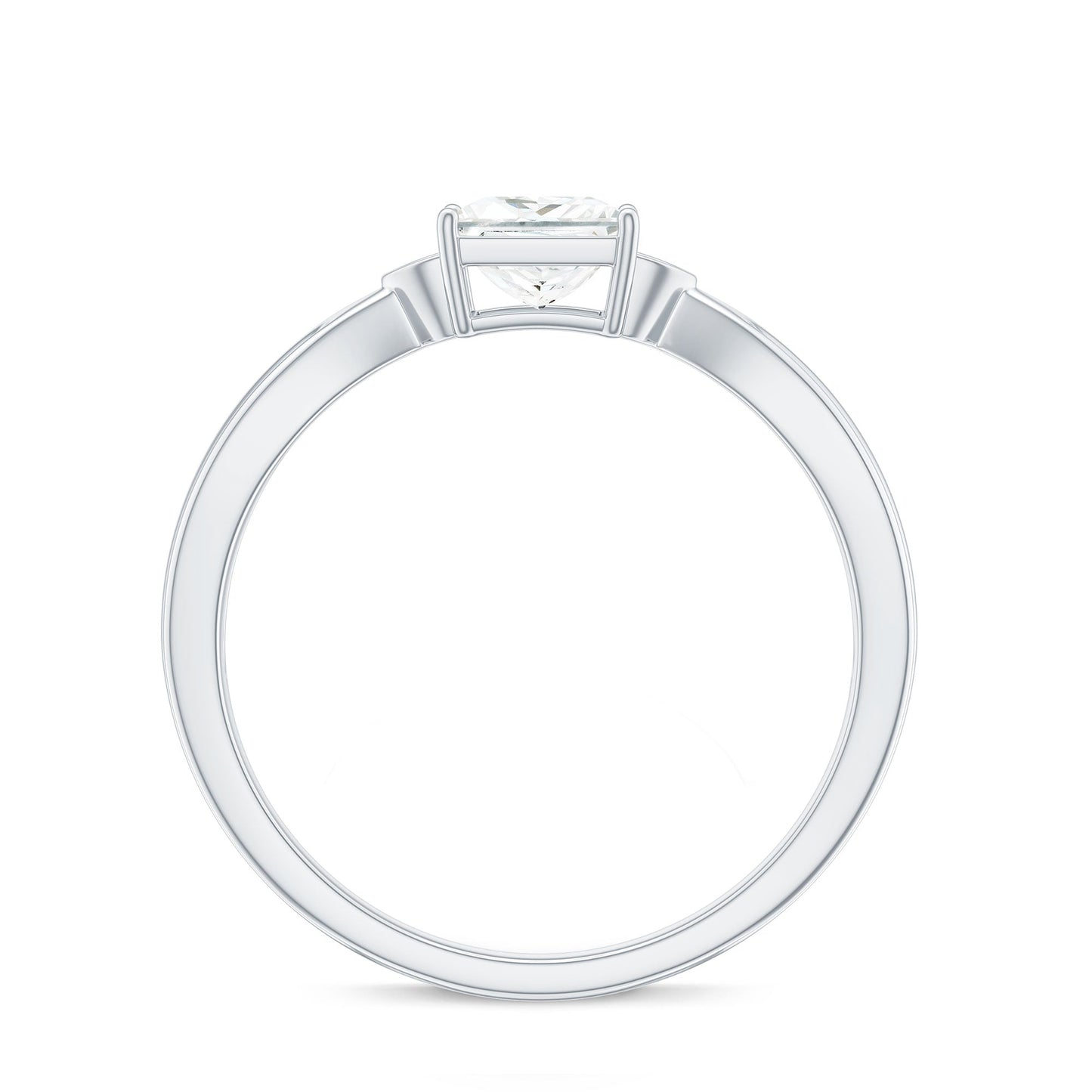 0.7 Carat Princess Cut Moissanite Solitaire Promise Ring for Her