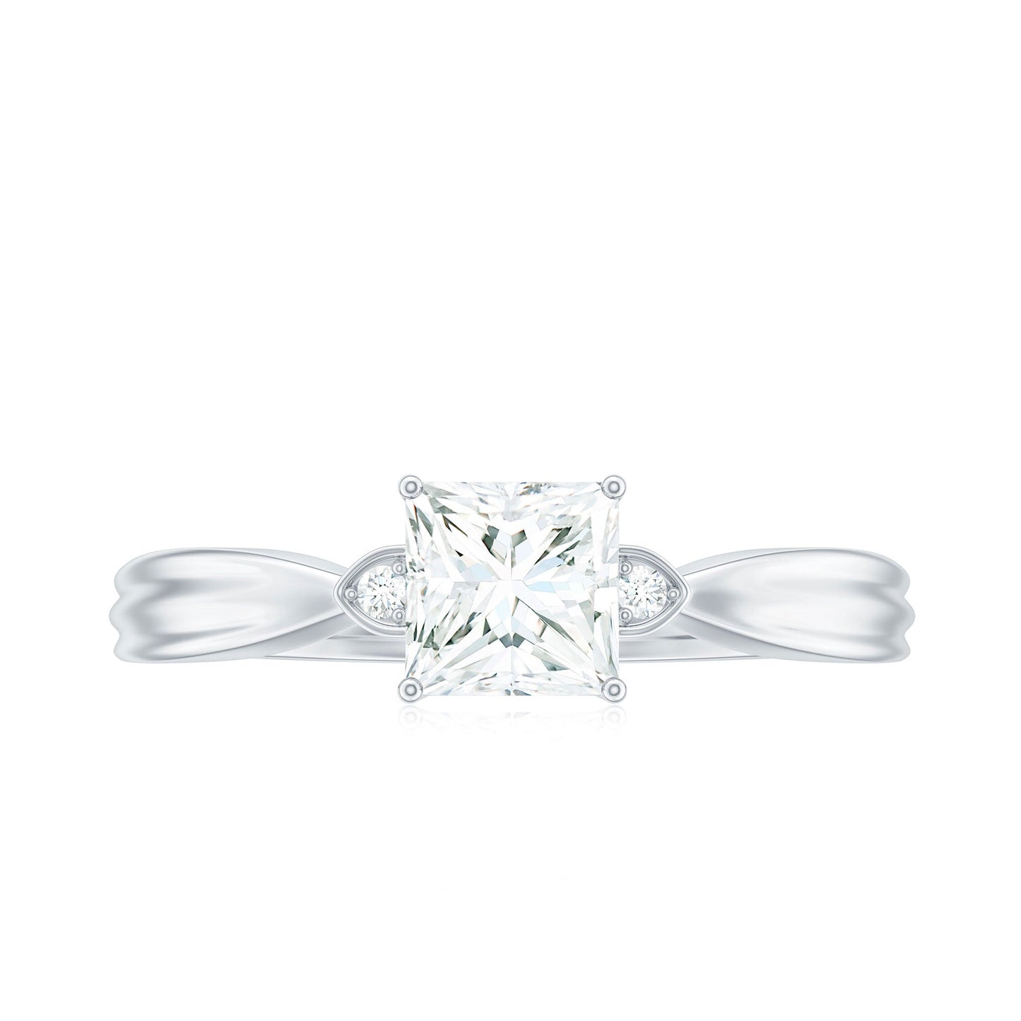 0.7 Carat Princess Cut Moissanite Solitaire Promise Ring for Her