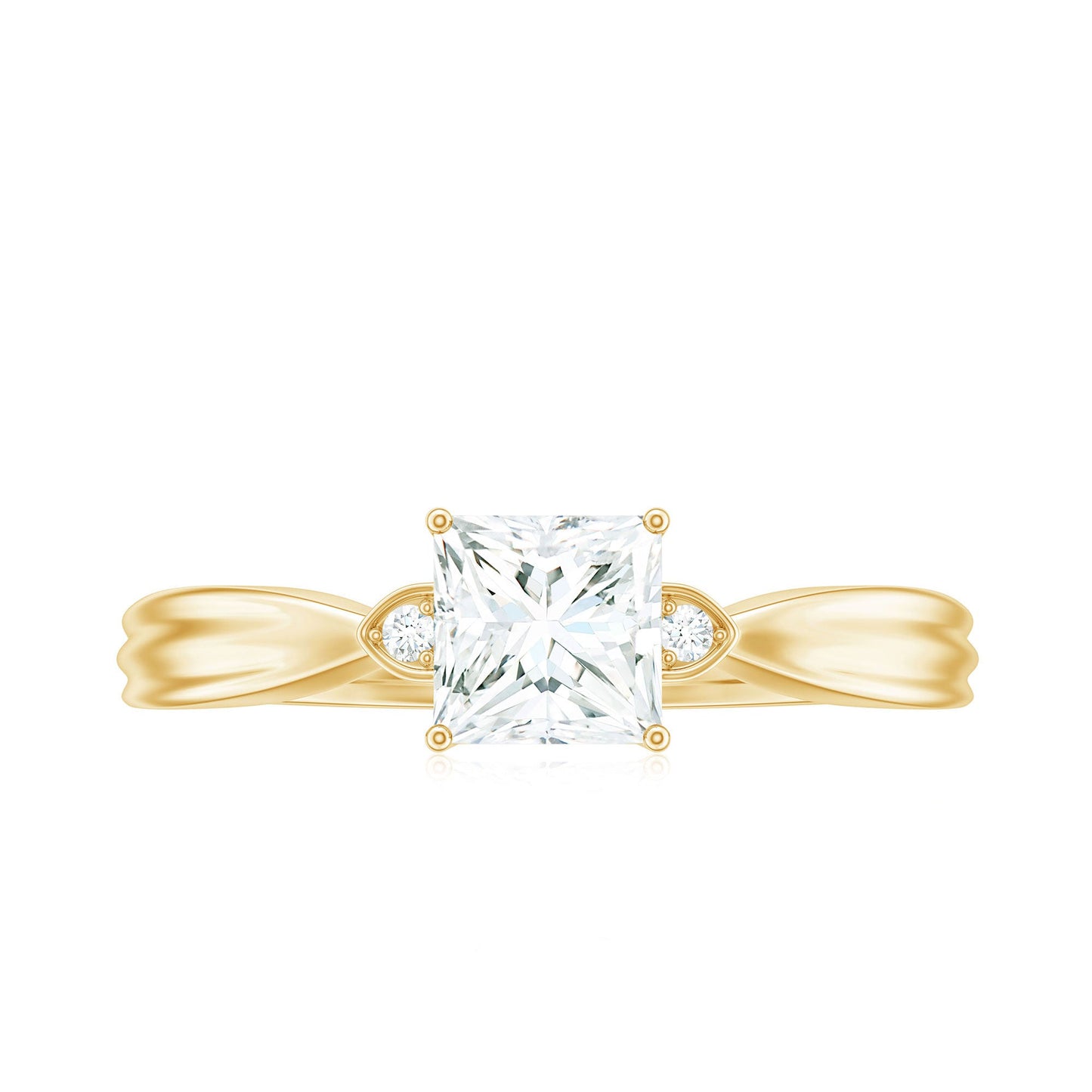 0.7 Carat Princess Cut Moissanite Solitaire Promise Ring for Her