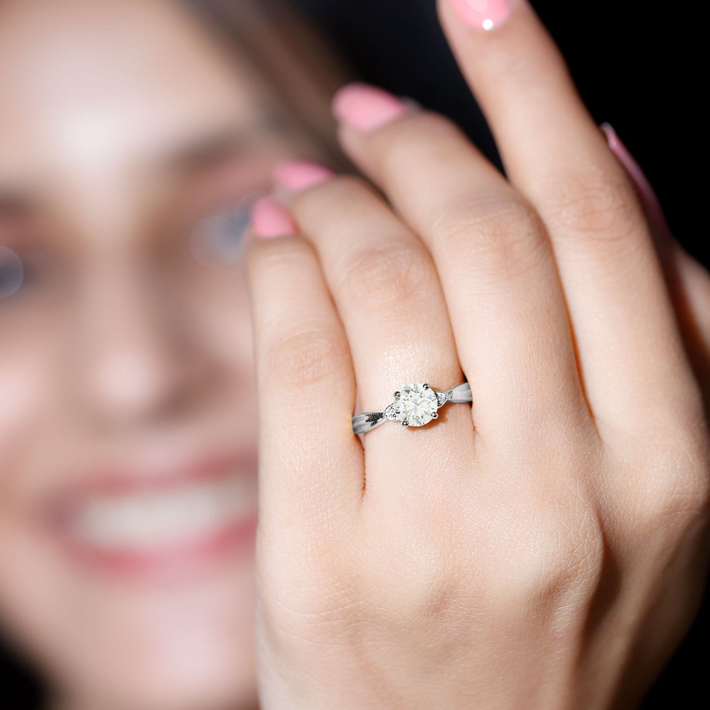 Round Moissanite Solitaire Engagement Ring for Her