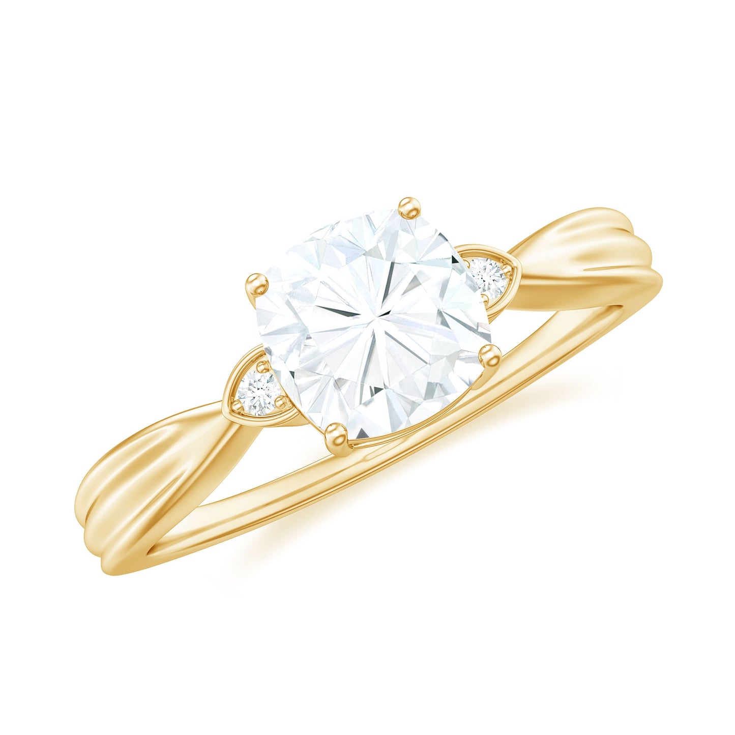 Brilliant Cut 1.7 Carat Moissanite Cushion Engagement Ring