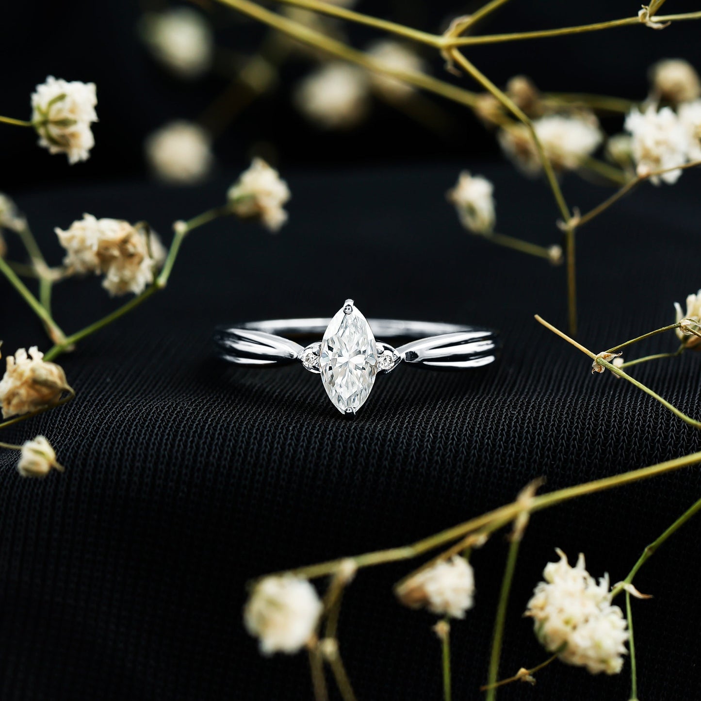 Marquise Cut Moissanite Solitaire Ring