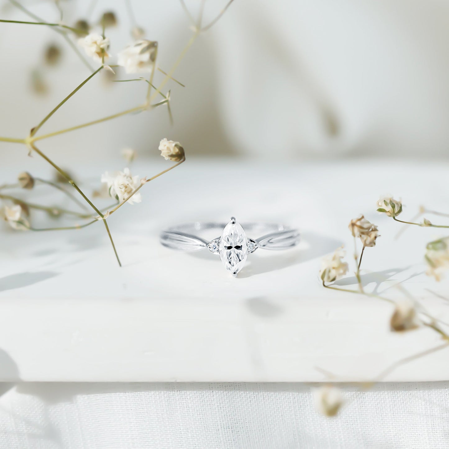 Marquise Cut Moissanite Solitaire Ring