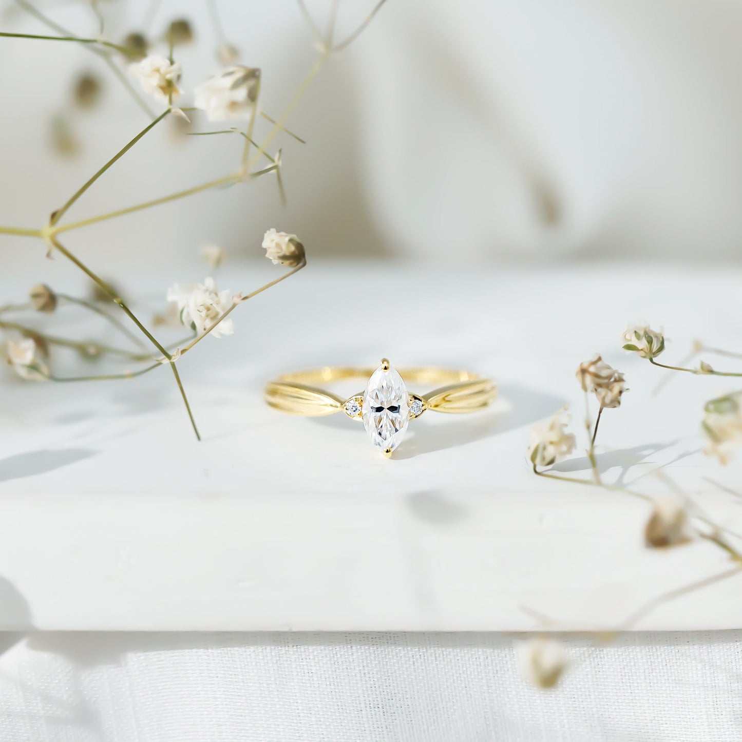 Marquise Cut Moissanite Solitaire Ring