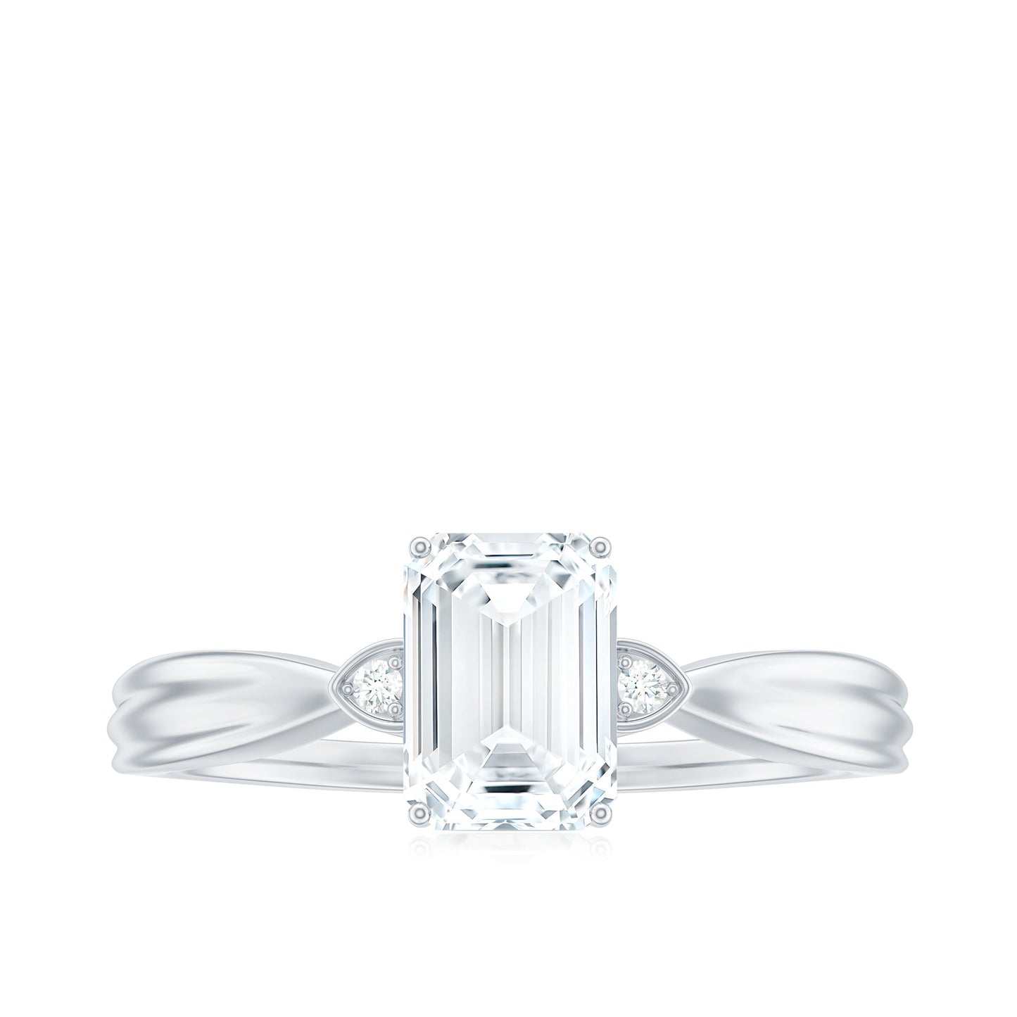 1.8 Carat Emerald Cut Certified Moissanite Engagement Ring for Women