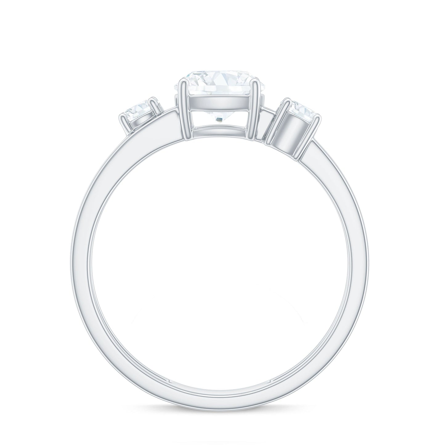 Certified Moissanite Solitaire Double Band Engagement Ring