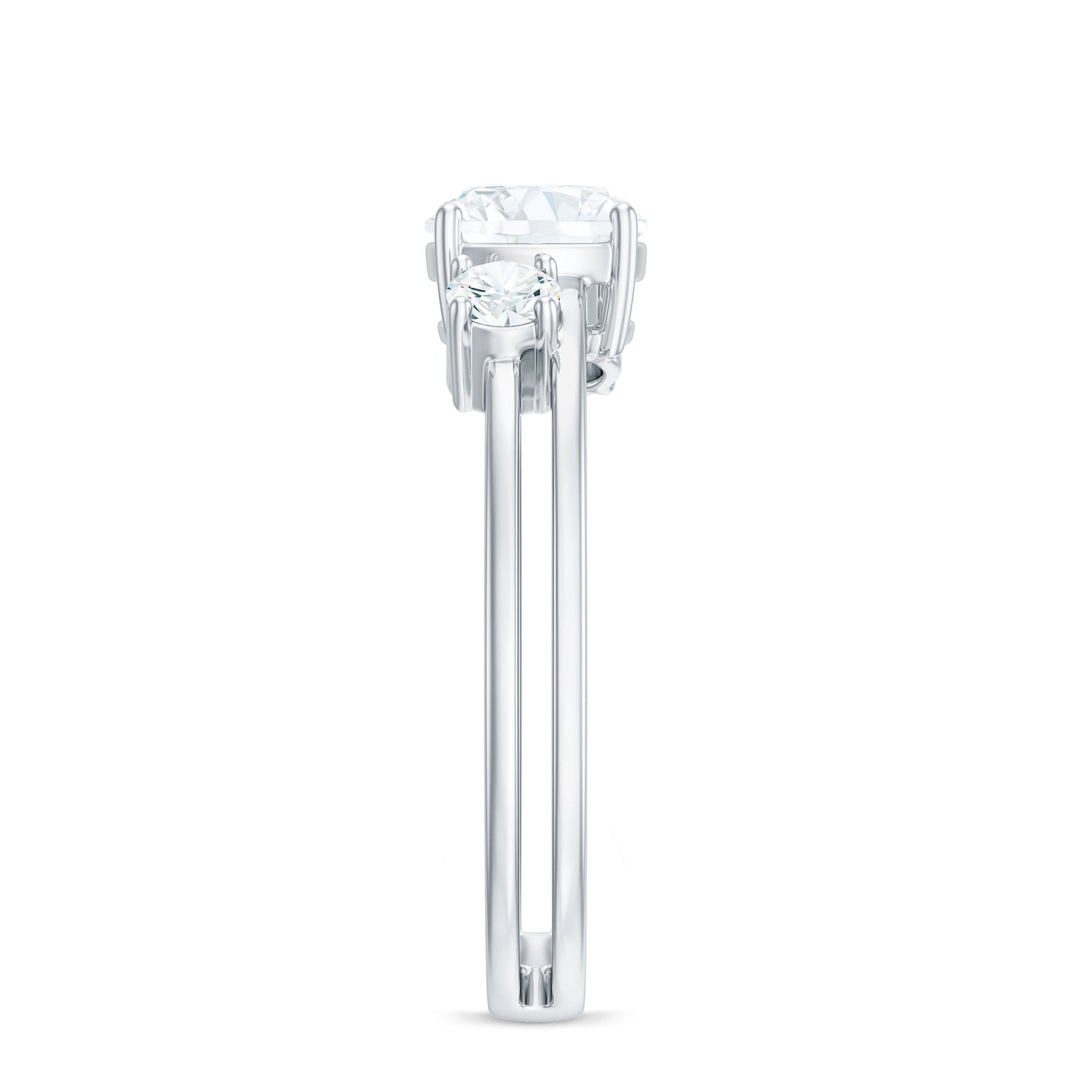 Certified Moissanite Solitaire Double Band Engagement Ring