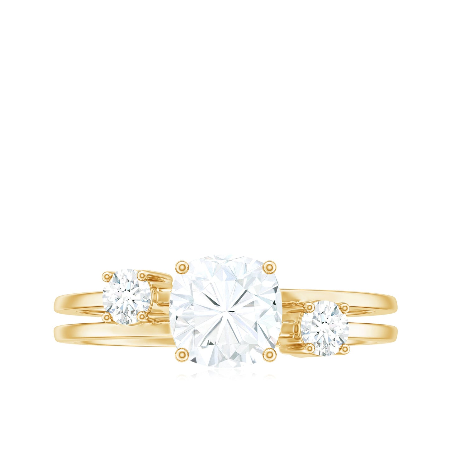 Certified Moissanite Solitaire Double Band Engagement Ring