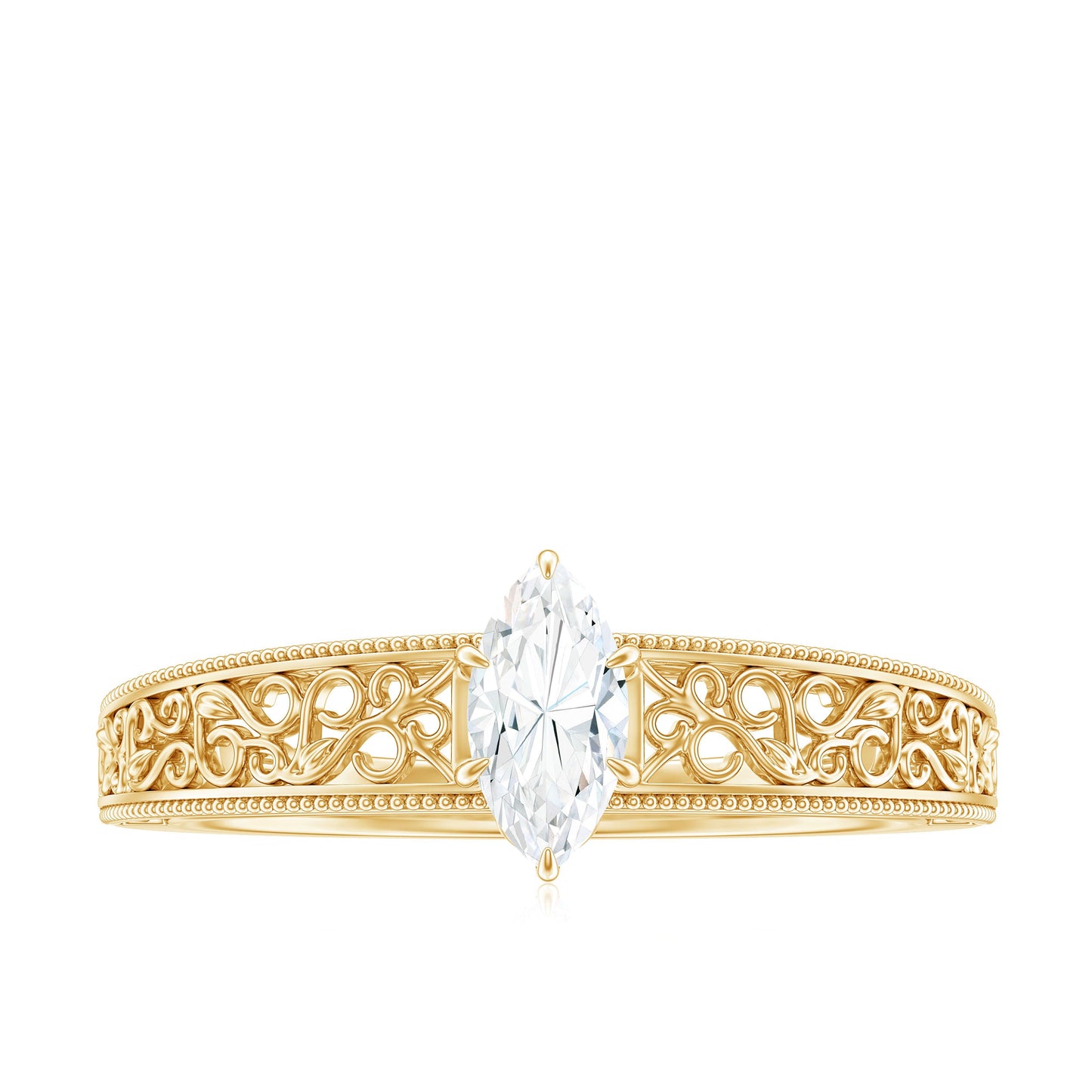 0.7 Carat Marquise Cut Certified Moissanite Solitaire Engagement Ring