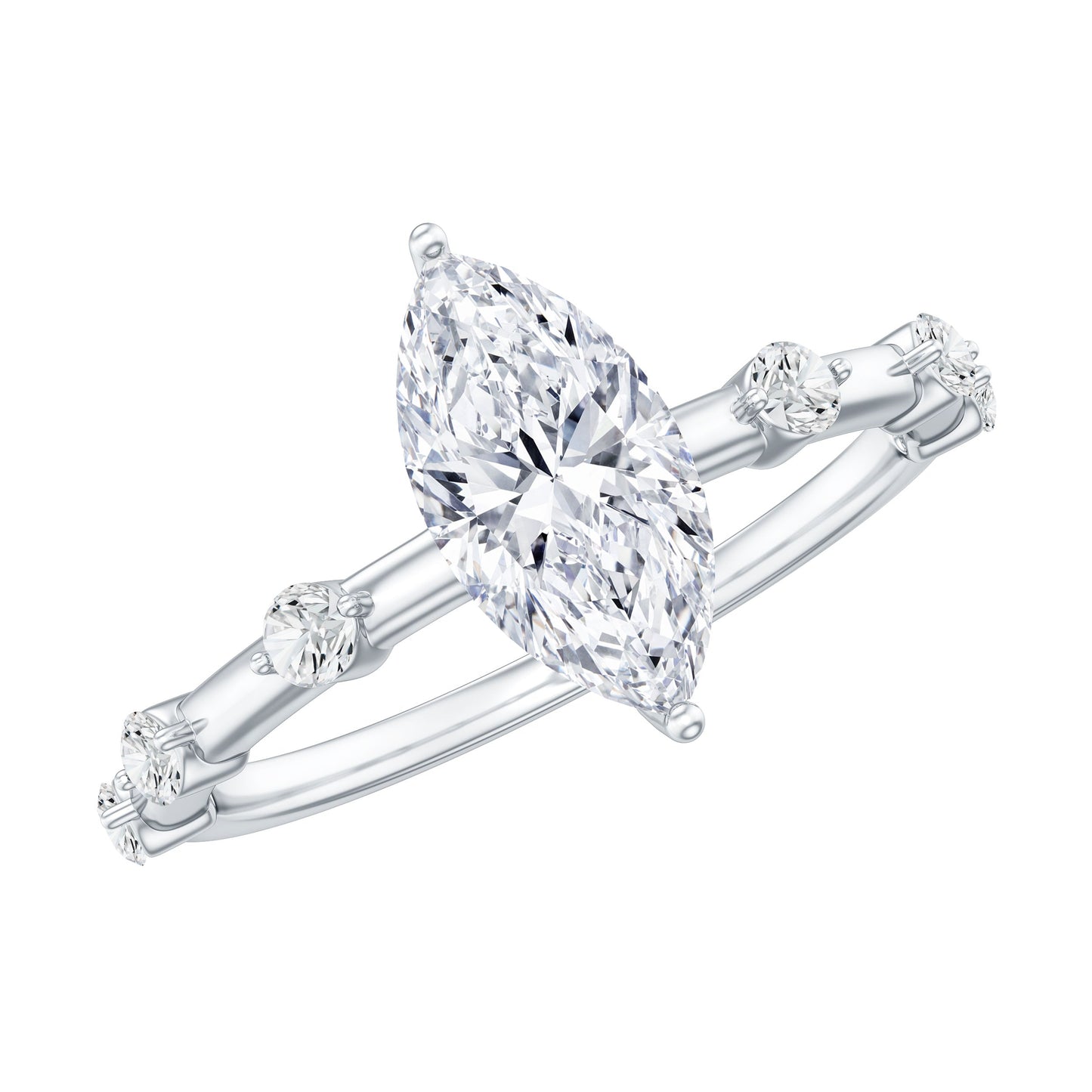 Large Marquise Cut Moissanite Solitaire Engagement Ring