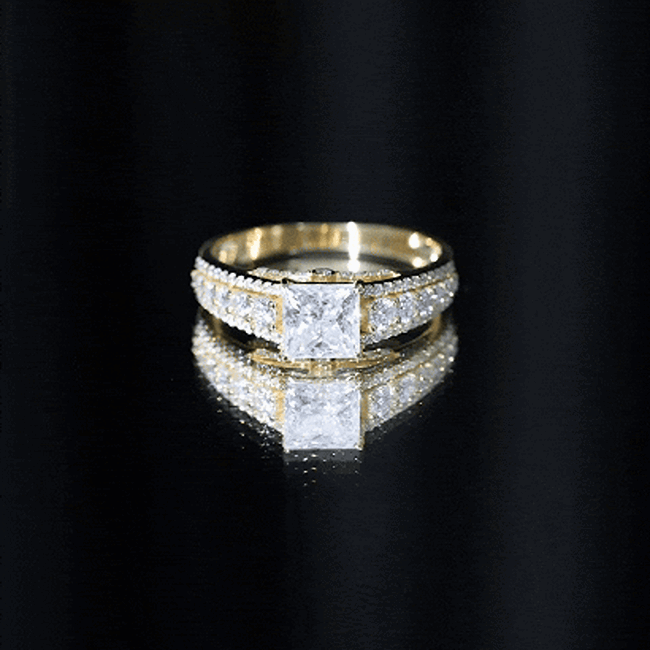 Princess Cut Moissanite Engagement Ring with Side Stones