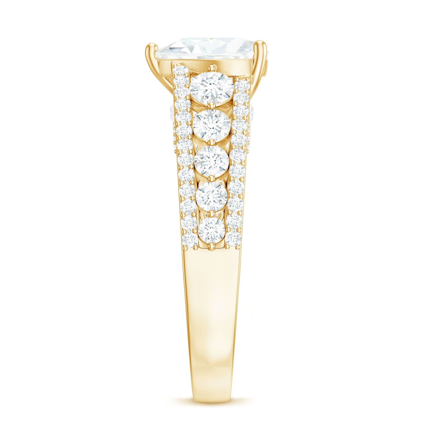 2 Carat Heart Moissanite Solitaire Statement Ring With Side Stones