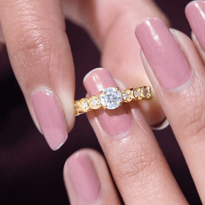 Certified 0.5 Carat Round Moissanite Engagement Ring with Side Stones