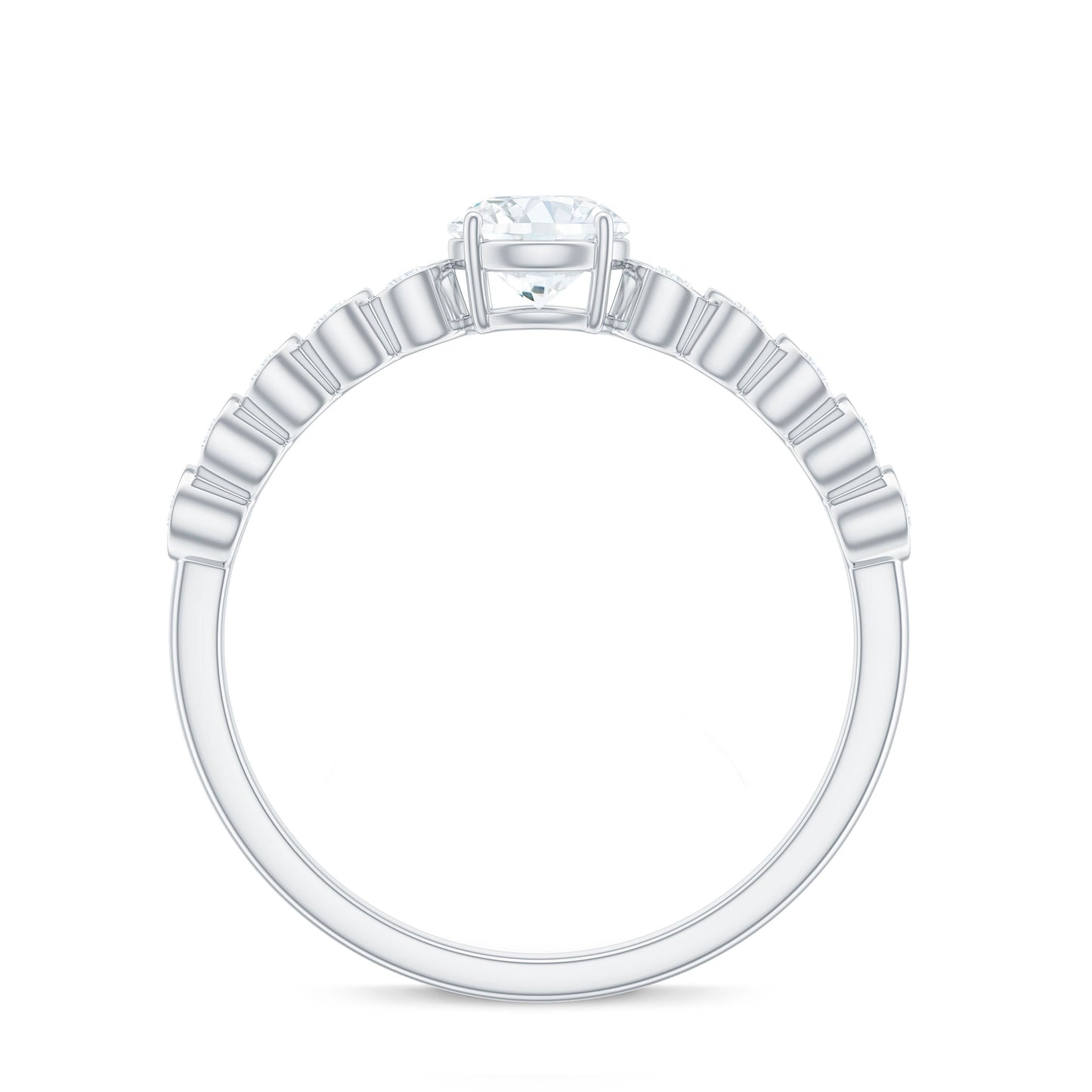 Certified 0.5 Carat Round Moissanite Engagement Ring with Side Stones