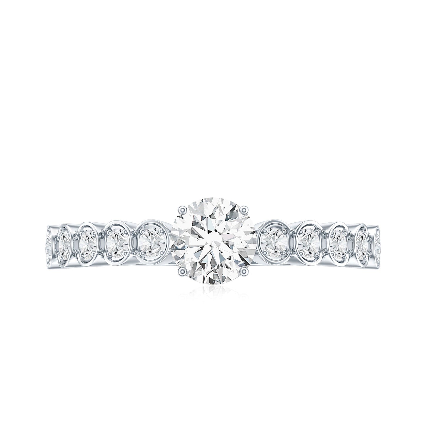 Certified 0.5 Carat Round Moissanite Engagement Ring with Side Stones