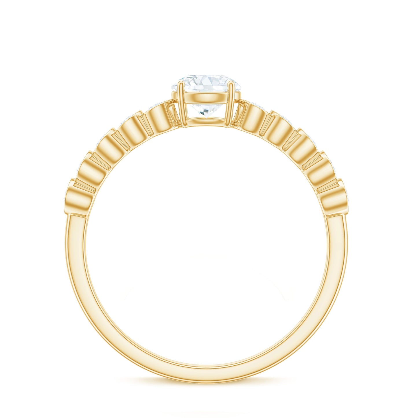 Certified 0.5 Carat Round Moissanite Engagement Ring with Side Stones