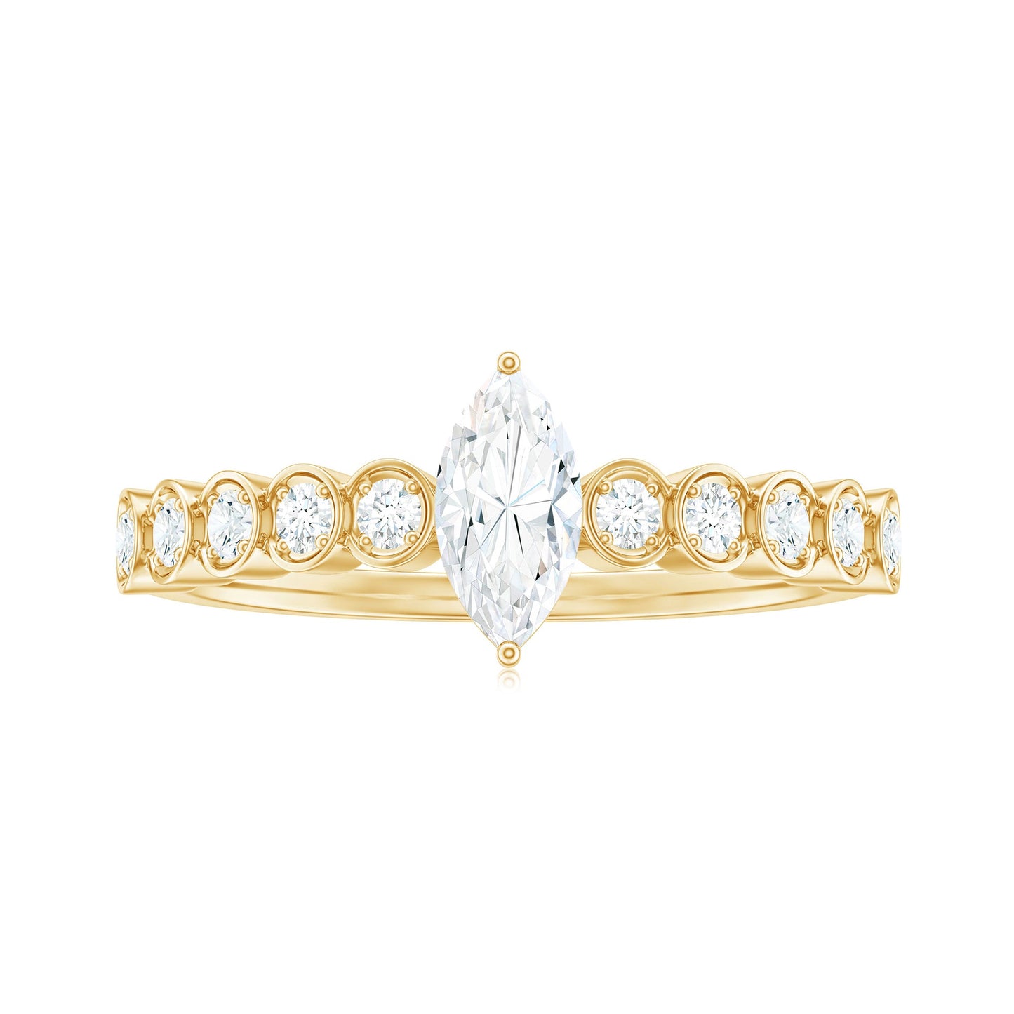 0.7 Carat Marquise Cut Moissanite Solitaire Engagement Ring with Side Stones
