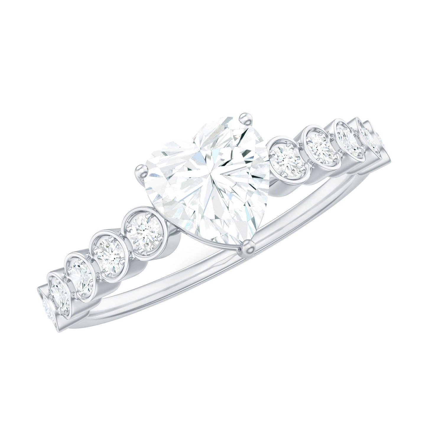 1.5 Carat Heart Shape Certified Moissanite Solitaire Engagement Ring