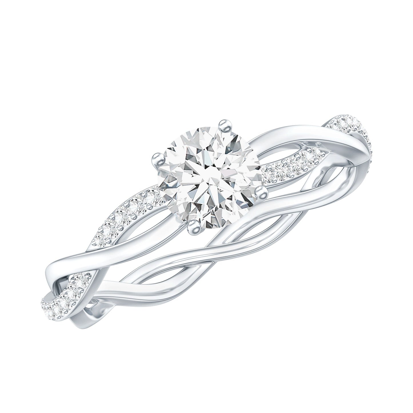 Round Cut Moissanite Braided Engagement Ring