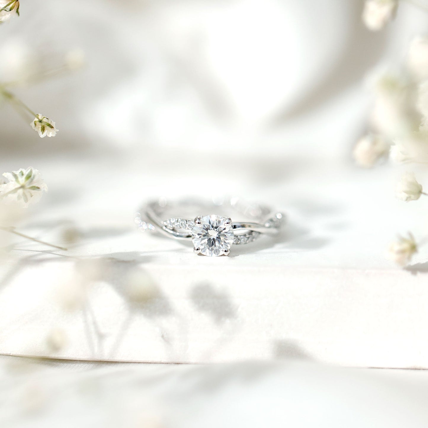 Round Cut Moissanite Braided Engagement Ring