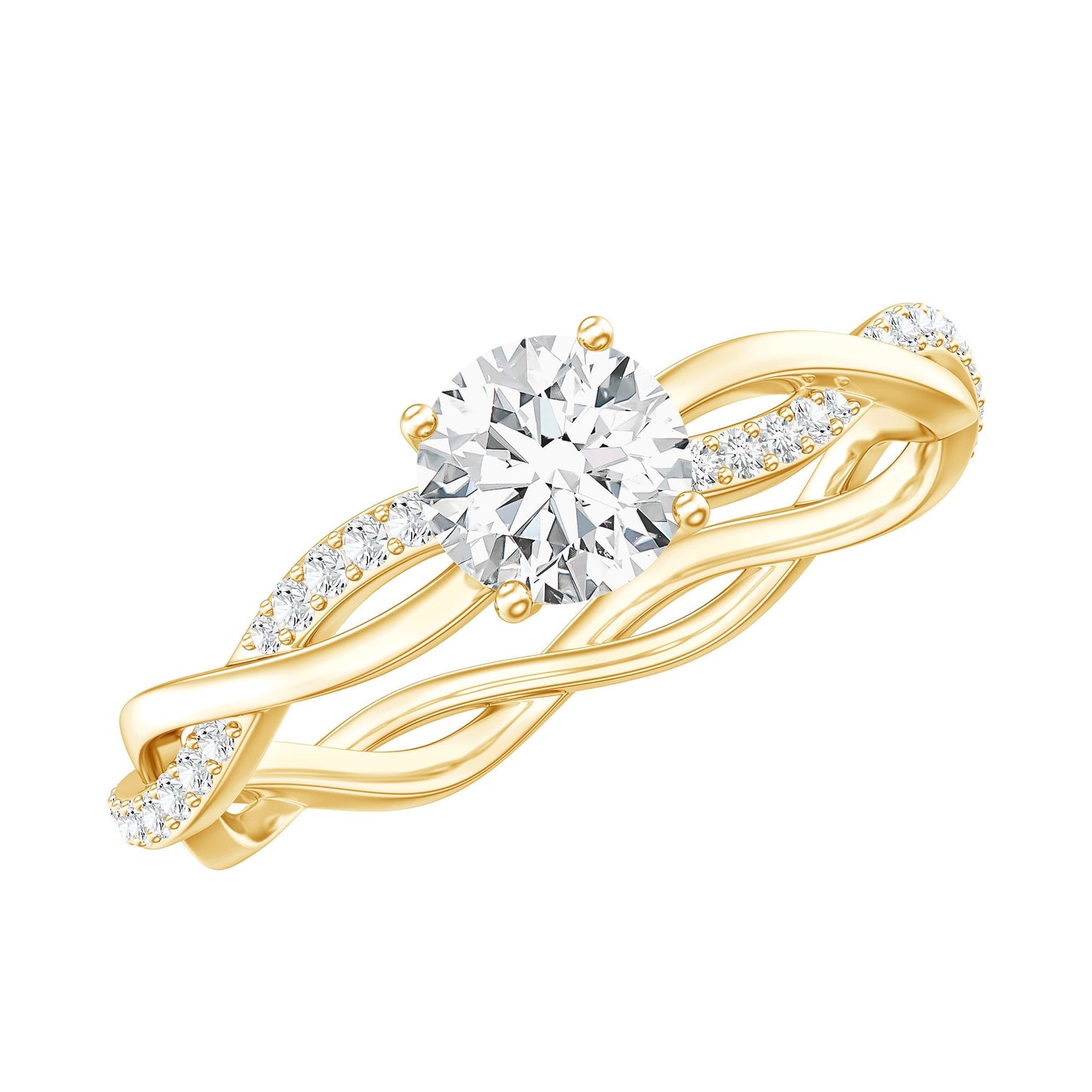 Round Cut Moissanite Braided Engagement Ring