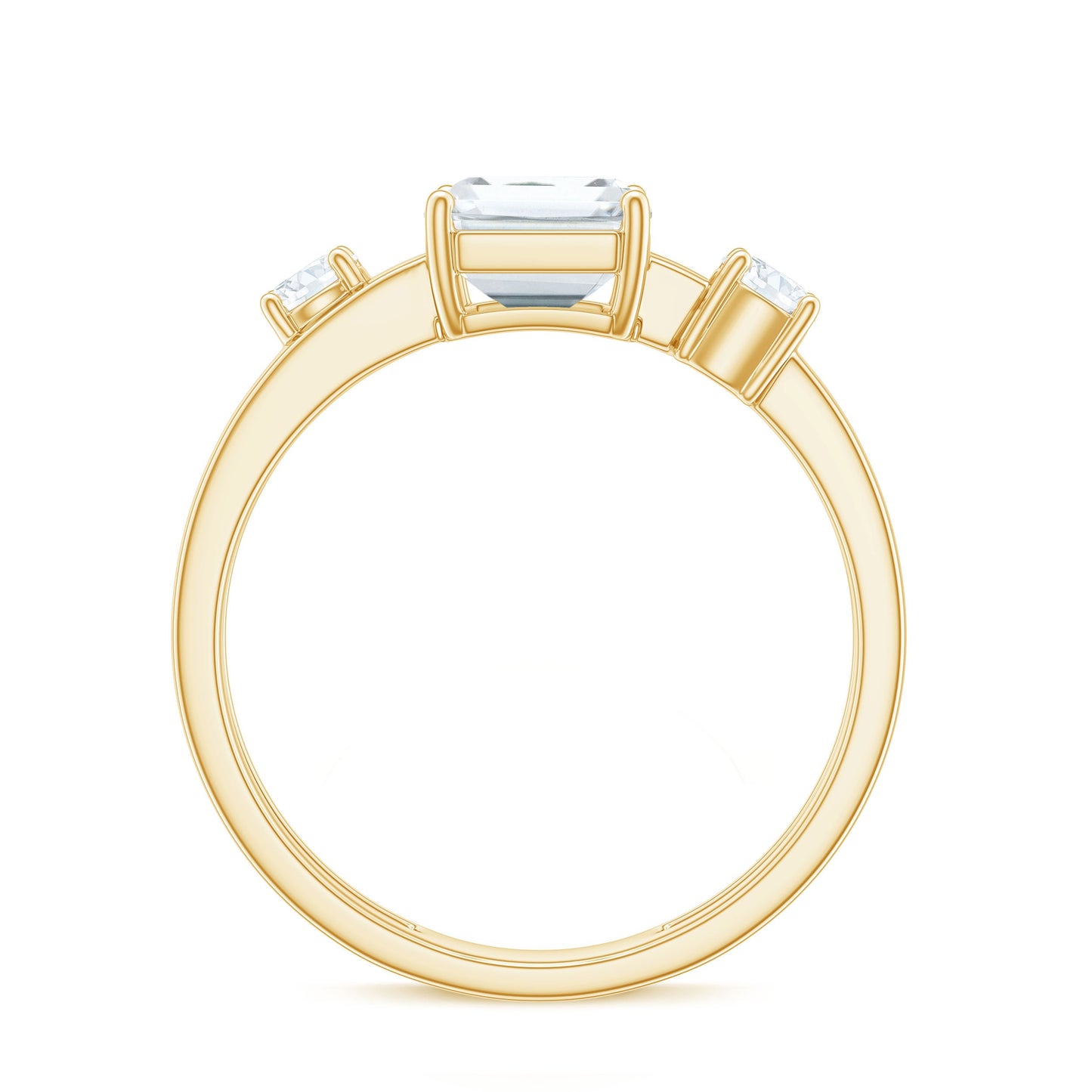 1.8 Carat Emerald Cut Moissanite Solitaire Double Band Engagement Ring