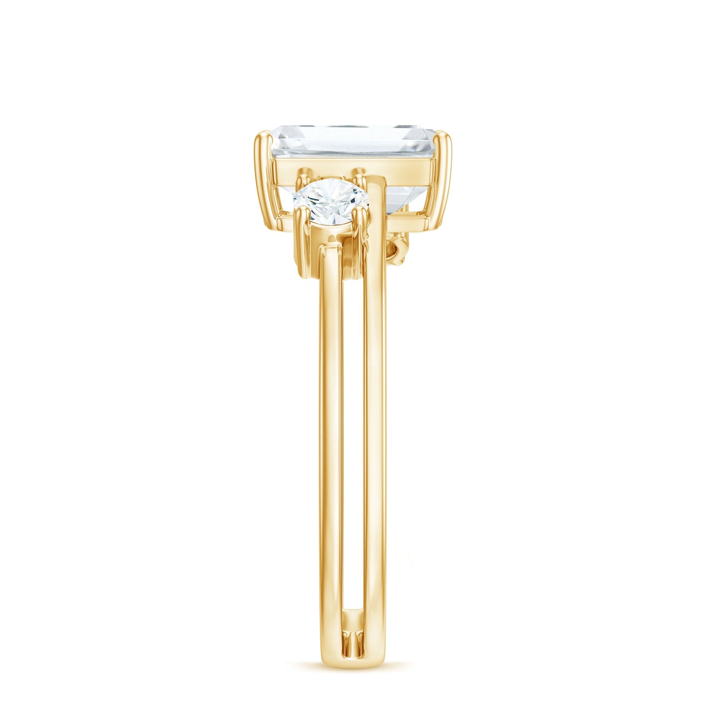 1.8 Carat Emerald Cut Moissanite Solitaire Double Band Engagement Ring