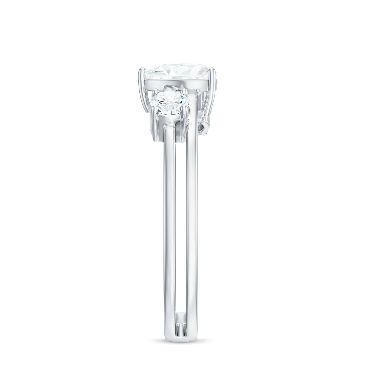 1.5 Carat Heart Shape Moissanite Solitaire Double Band Engagement Ring