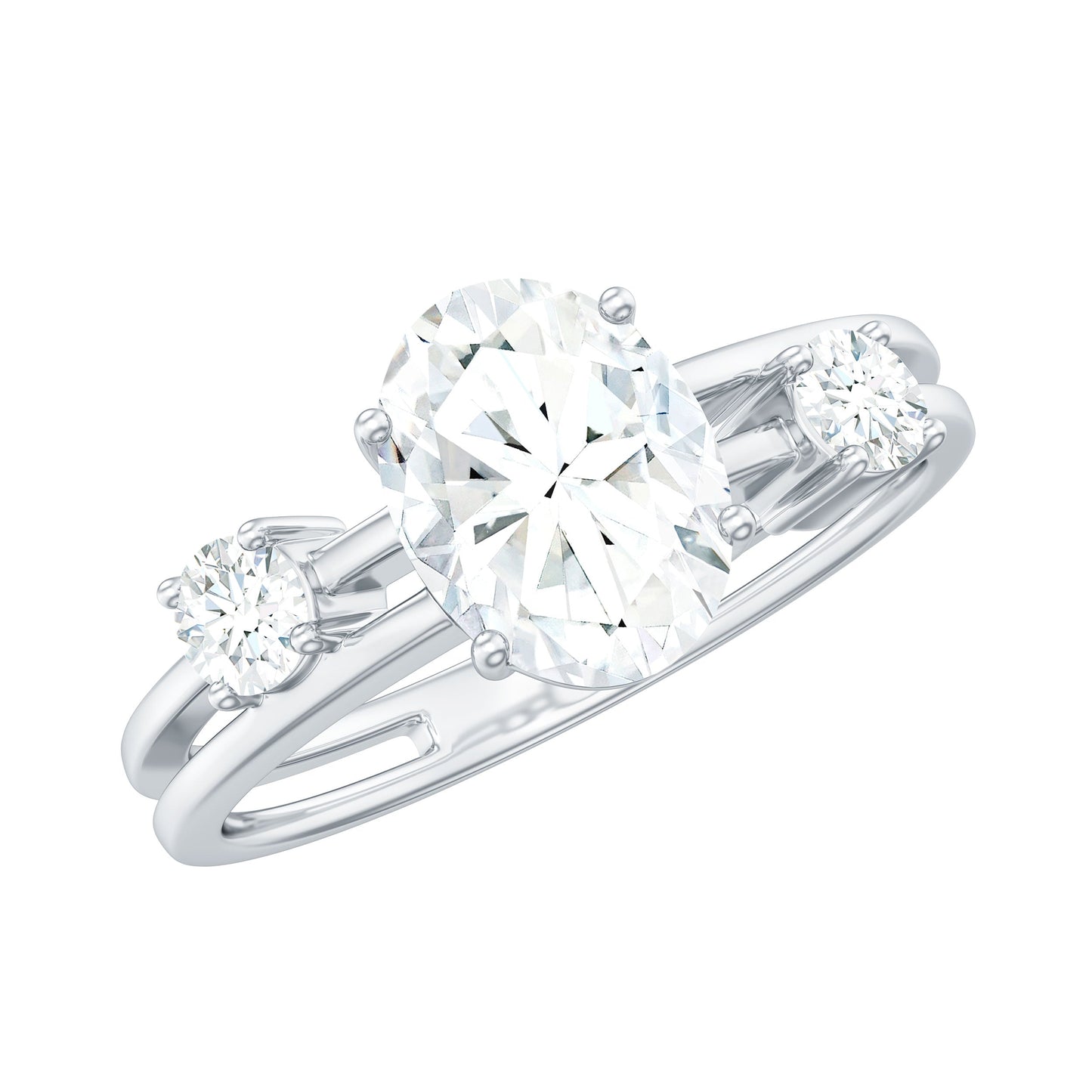 1.2 Carat Oval Cut Certified Moissanite Solitaire Engagement Ring