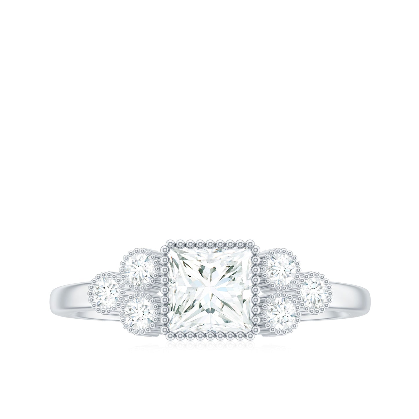 0.7 Carat Princess Cut Moissanite Classic Solitaire Engagement Ring