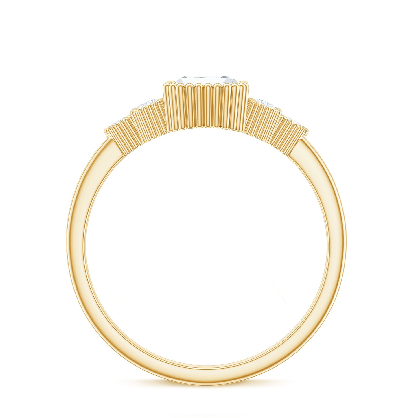 1.8 Carat Emerald Cut Moissanite Classic Engagement Ring with Beaded Details