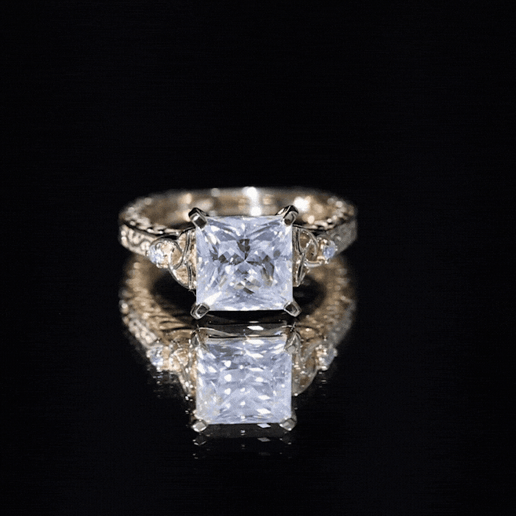 Antique Style 3 Carat Princess Cut Moissanite Celtic Knot Engagement Ring
