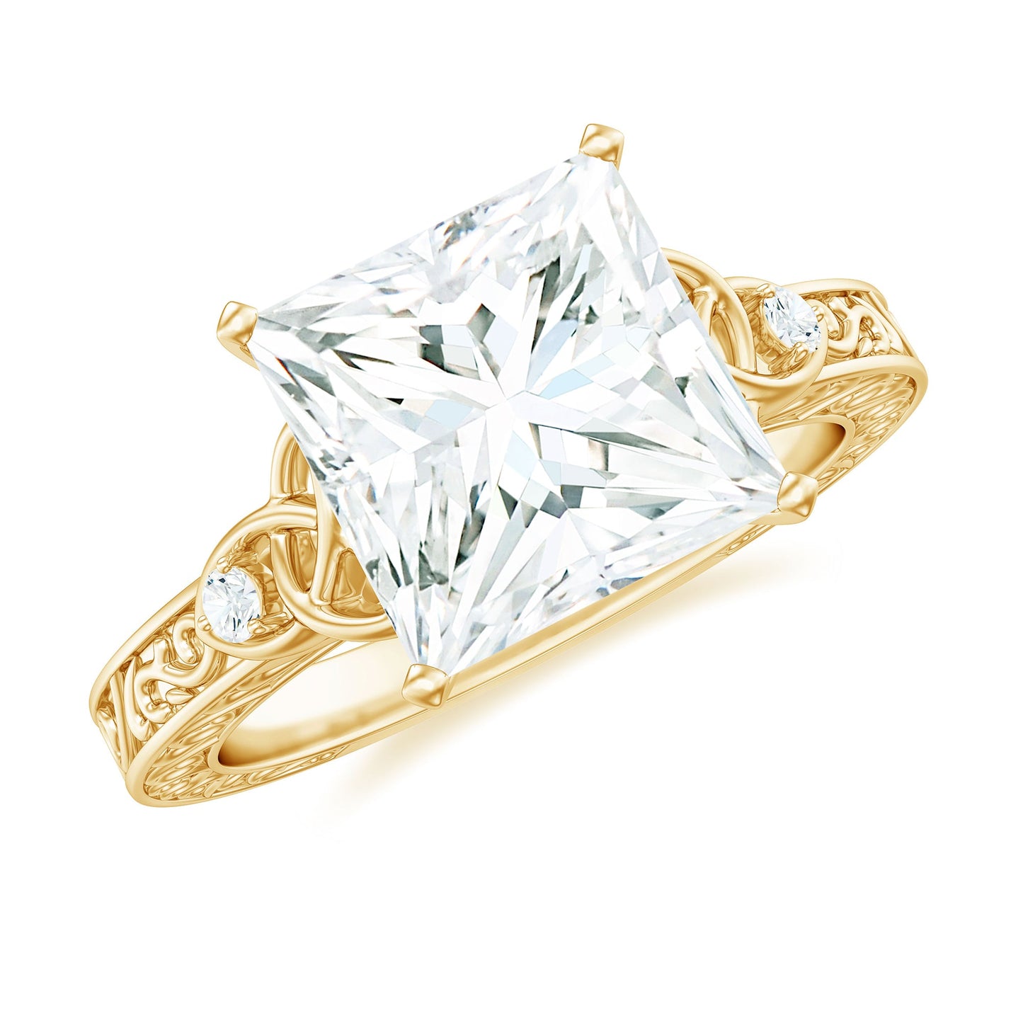 Antique Style 3 Carat Princess Cut Moissanite Celtic Knot Engagement Ring