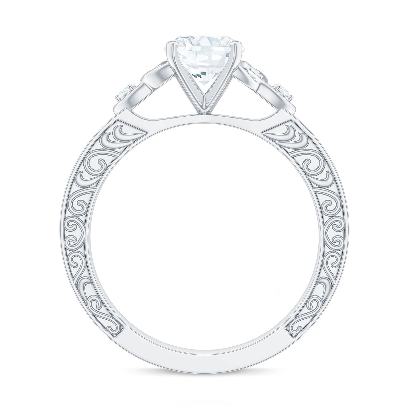1.2 Carat Oval Cut Moissanite Celtic Engagement Ring with Engraving Details