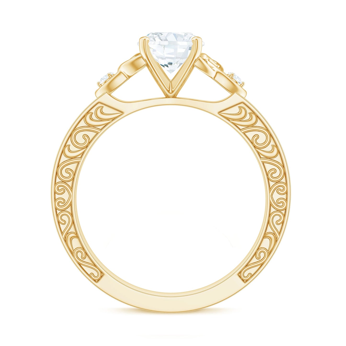 1.2 Carat Oval Cut Moissanite Celtic Engagement Ring with Engraving Details