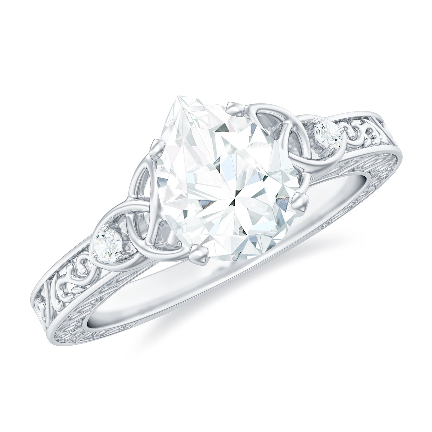 1.3 Carat Certified Moissanite Teardrop Solitaire Engagement Ring with Engraved Shank