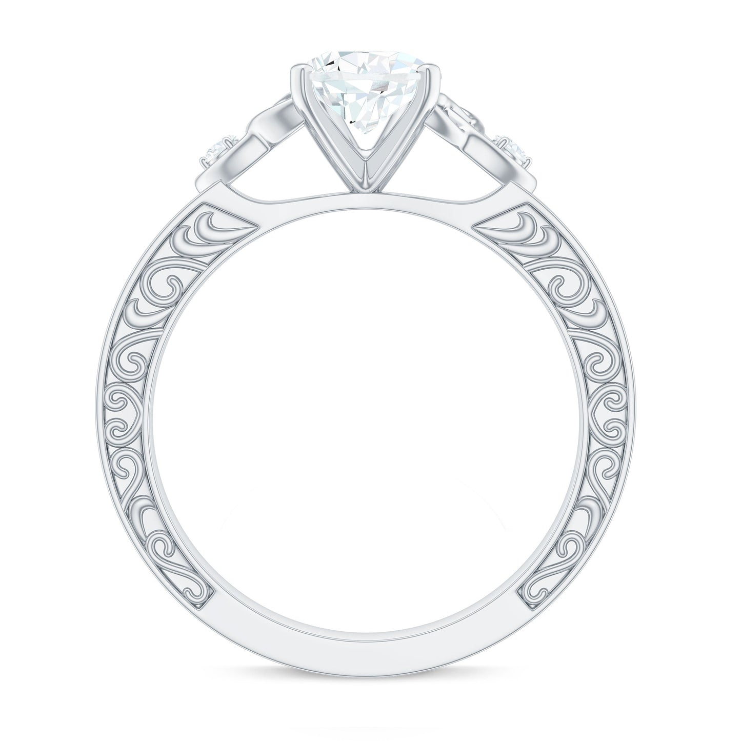 1.3 Carat Certified Moissanite Teardrop Solitaire Engagement Ring with Engraved Shank