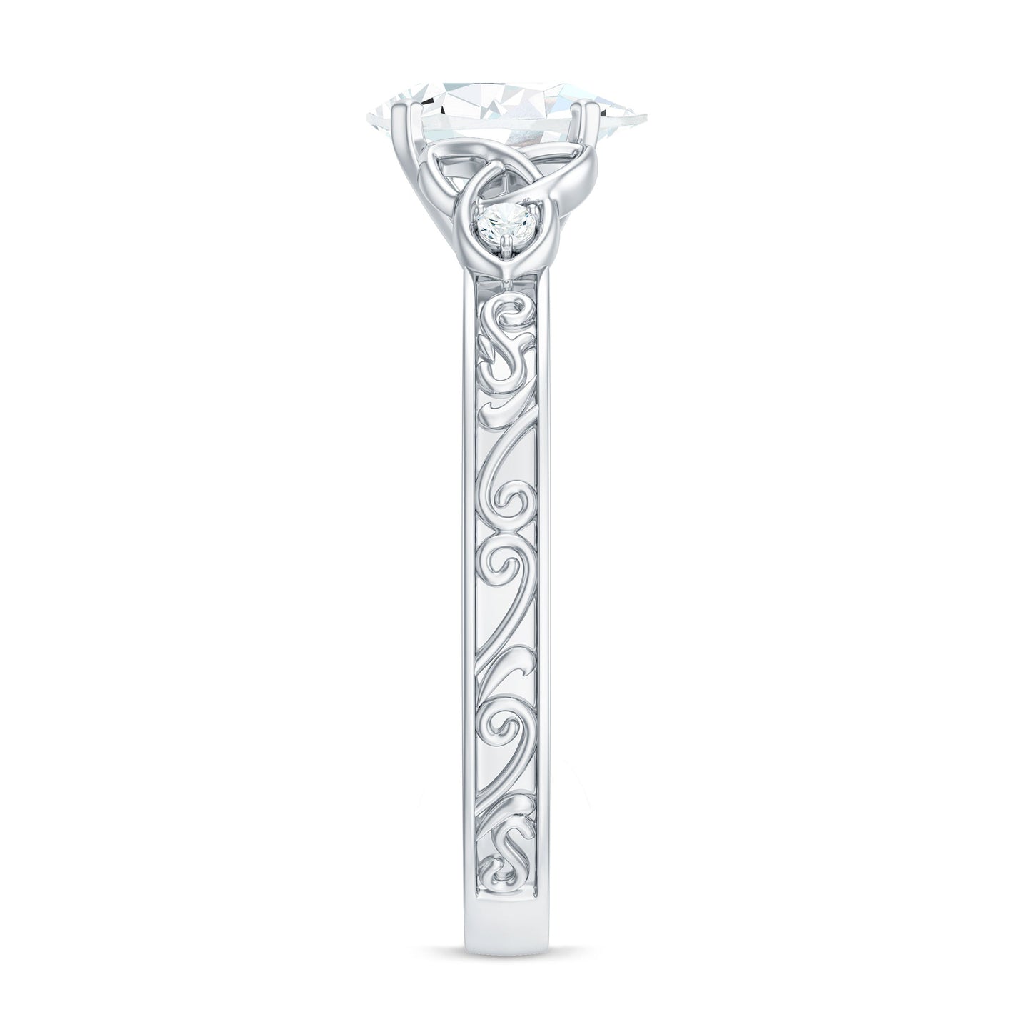1.3 Carat Certified Moissanite Teardrop Solitaire Engagement Ring with Engraved Shank