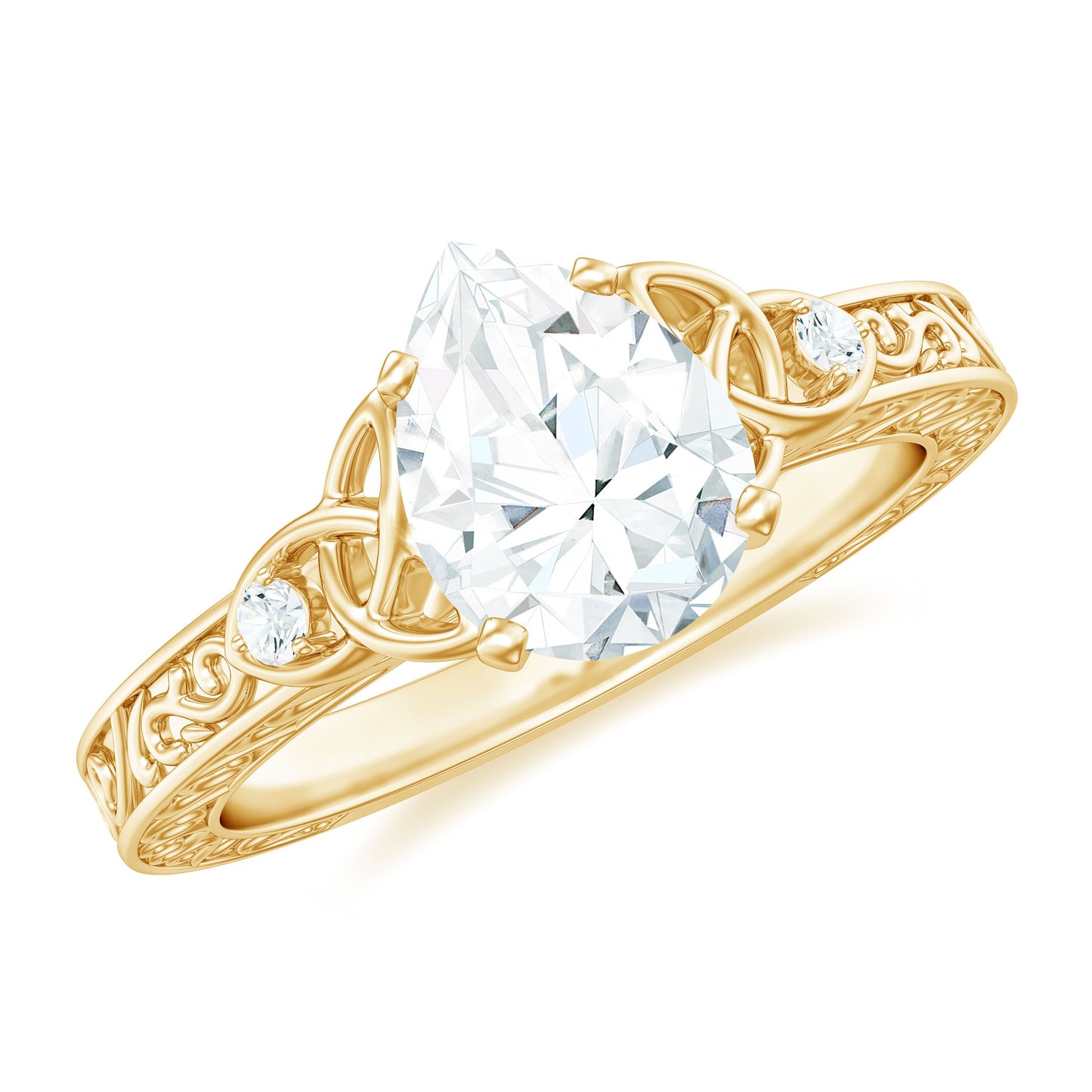 1.3 Carat Certified Moissanite Teardrop Solitaire Engagement Ring with Engraved Shank